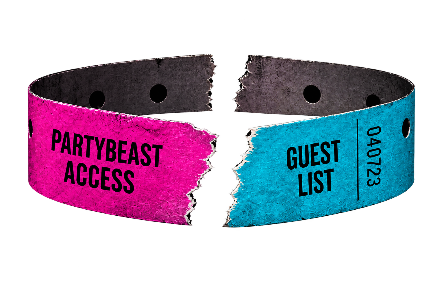 A torn LINES access wristband